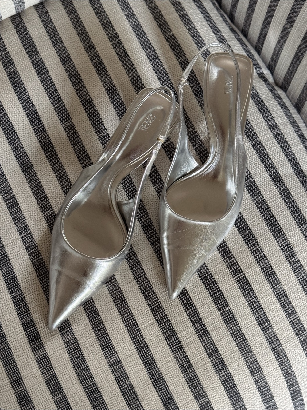 Silver Zara Kitten Heels